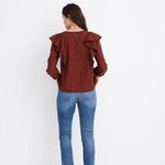 Madewell Ruffle-Front Top Plaid Fall Winter Gingham Cottagecore Peasant Preppy Photo 1