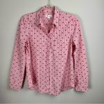 Gap Women’s Sz S Pink White Striped Textured Clip Dot Fitted Boyfriend Shirt Photo 14