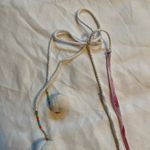 White Ruffled Patchwork Sundress with Spaghetti Pom Pom Straps and Ruffle Sz S White Photo 2