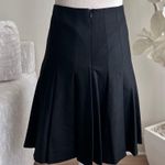 Akris Black Leather And Wool Pencil Half Pleated Skirt Photo 3