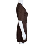 ZARA Dress Womens Small Brown Fit & Flare Belted Microfiber Basic Minimalist Photo 2
