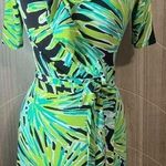 Lilly Pulitzer Green and Blue Wrap Midi Dress Photo 0
