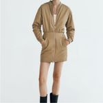 ZARA  Olive Bomber Dress Jacket Coat Size Small Photo 4