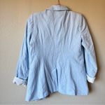 Adrienne Vittadini  Blue Pinstriped Linen Blend Blazer Jacket Womens S Classic Photo 3