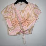 Urban Outfitters  UO Daisy Lace-Up Cropped Shirt Top Size M Medium Photo 1