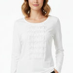 Akris Punto  Ivory Ruffle Neck Long Sleeve Top 12 Photo 0