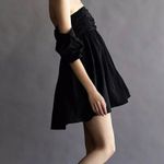 Free People NWT $250  Black Mia Mini Square-Neck Puff Sleeves Dress w/ Pockets 6 Photo 0