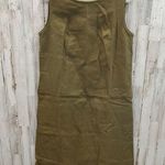 Two Days Off 100% Linen Suki Sheath Dress Pockets Moss Green Lagenlook Medium Photo 0