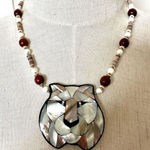 Lee Sands vintage mother of pearl lion pendant necklace Brown Photo 0