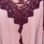 embroidered pink and burgundy peasant top blouse Size M Photo 2