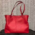 Michael Kors NWT Lenox Pebble Logo Charm Embossed Large Crimson Red Tote Bag Photo 5