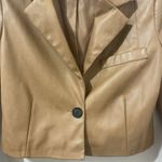 7 For All Mankind Faux Leather Cropped Tan Blazer Jacket Womens Size Small NWOT Photo 1