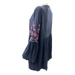 Embroidered Floral Navy Blue Bohemian Bell Sleeve Dress‎ Tunic Style Crown & Ivy Size L Photo 5
