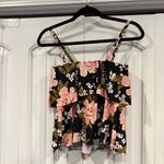 Kona Sol  Black And Pink Floral Swim‎ Top Size Small Photo 1
