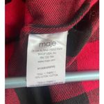 Maje Buffalo Plaid Red Black Shirt with Leather Trim Size 1/ Small Photo 5