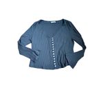 Reformation The Gellar Black Ribbed Button Front Bell Sleeve Crop Top Womens 2X Photo 5