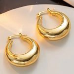 14K Gold Plated Chunky Hoops Photo 1