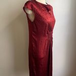 Manila Grace Silk Stretch Velvet Floral Dress Red Burgundy Made in Italy Medium Photo 4