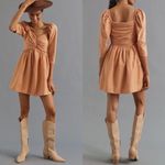 Anthropologie forever that girl linen puff sleeve mini dress coastal cowgirl XS Photo 1