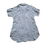 ZARA Blue 100% Linen Relaxed Shirt V-neck Short Sleeve Women Size 8 NWT Top Photo 2