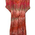 EXPRESS  Womens Multicolor Artsy V Neck Hi Low Dress Photo 0
