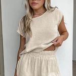 Beige Cotton & Linen Pockets Shorts Set Two Photo 1