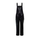 Good American  black better than leather faux leather overalls Size 16 NWT Photo 1