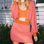 Free People Maeve Checkered Gingham 2 Piece Cardigan & Skirt Matching Set Large Photo 1