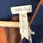 Matilda Jane NWT Poncho Sweater Womens One Size Orange Blue Plaid Fringe Western Photo 5