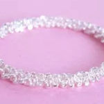 Boutique NEW Dainty Diamond Cut White Gold Plated‎ Silver Bendy Ring, Size 5 Photo 0