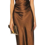 RUNAWAY THE LABEL  x REVOLVE Kristine Dress in Chocolate Small New Womens Satin Photo 0