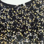 Free People  Dessa Bodysuit Sz Small Black Ditsy Floral Puff Sleeve Mesh Tie Back Photo 2