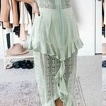For Love & Lemons midi green lace dress flint zip size L viscose Photo 0