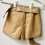 Intermix  Leather High Waisted Patch Pocket Belted Short Camel Women's Size 00 Photo 0