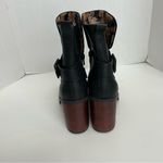 Kork-Ease Korks Boots Marci Bootie Block Heel Square Toe Buckle Faux Leather Comfort Black Photo 2