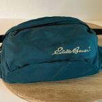 Eddie Bauer Teal Blue Nylon Zipper Two Pocket Fanny Belt Crossbody Bag Unisex Photo 2