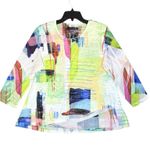 Jess & Jane Abstract Colorful Mesh Mixed Media Tunic Top Large Lagenlook Fairy White Photo 0