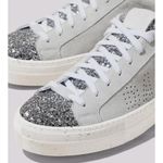 P448  Thea Glitter Casual Designer Sneakers White Silver Size 42 (9-9.5) NEW Photo 2