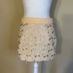 VERO MODA New! Peach Lace Sequin Side Zip Mini Skirt 165/68A Approx Size 4 Photo 4
