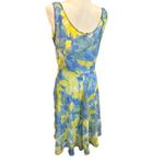 Madison Leigh Dress Floral Print Sleeveless Midi Blue Yellow Women's Size 8 Photo 4