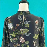 Loft Ann Taylor  high neck floral black dress with sheer sleeves in size xs Photo 3