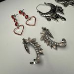 Dangle, Hoop, Ear Crawler Mix Pierced Earrings Lot Of 3 Silver Tone Rhinestone Photo 14