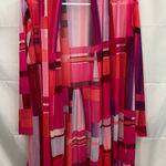 Susan Graver women's pink red colorblock mesh lightweight open cardigan large Photo 0