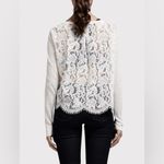 Joie  MATRIKA LACE BACK KNIT Cream Lace Linen Blouse Size Small Photo 3