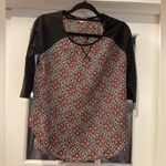 Hippie Rose  Black and Red Patterned Blouse 3/4 sleeves top shirt Medium Photo 1