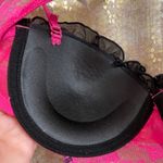 Hot Pink Black Lace Padded Push Up Tie Back Baby Doll Lingerie Med NWOT Photo 7