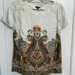 Talbots Silk Blouse Size 4 Mughal Paisley Satin Preppy Officecore Old Money Photo 0