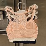 Laura Ashley π Padded Lace Back Bralettes (3 Pk) Navy Blue Pink White Small NWT Photo 1
