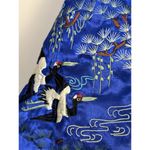 Rose Silk Women's Robe Kimono Asian Blue Embroidered Birds XL Photo 7