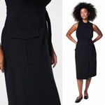 Spanx NEW  Ponte Cargo Midi Dress Black Faux Wrap Quiet Luxury Capsule Size XS Photo 2